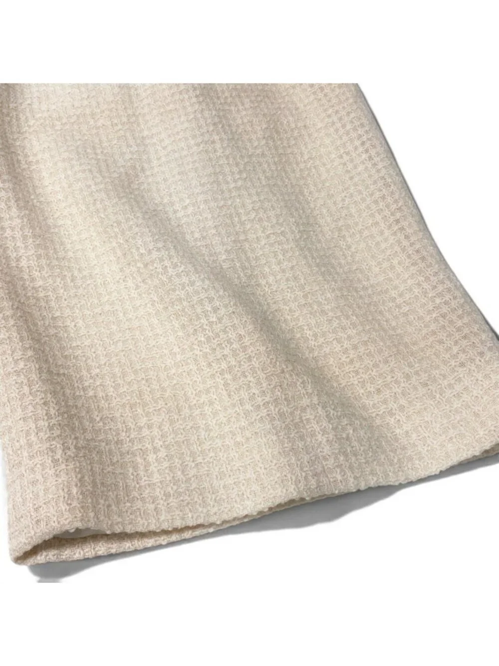 Chanel 07A CC Button High Waisted Tweed Skirt CC Ivory